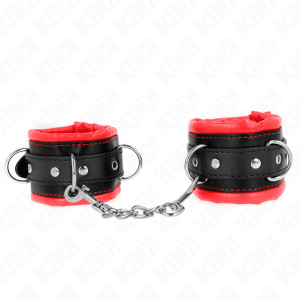 KINK – MUÑEQUERAS ESTILO HEAVY FORRO ROJO AJUSTABLE 20-30 CM X 6 CM