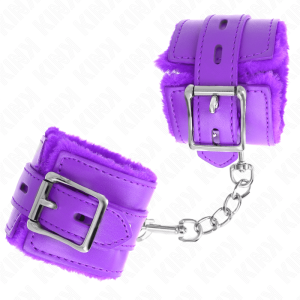 KINK – MUÑEQUERAS FORRADAS CON AGUJEROS CUADRADOS VIOLETA Y CORREA VIOLETA AJUSTABLE 17-29 CM X 6 CM