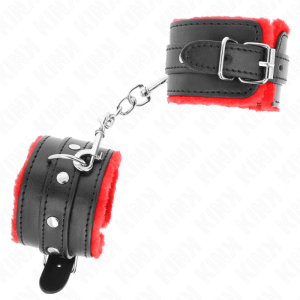 KINK – MUÑEQUERAS FORRADAS PREMIUM ROJO CON CORREA NEGRO AJUSTABLE 17-29 CM X 6 CM