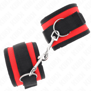 KINK – MUÑEQUERAS NYLON ROJO-NEGRO MODELO 2 AJUSTABLE 18-35 CM X 6 CM