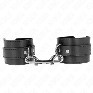 KINK – MUÑEQUERAS SIMPLES CON FILA DE REMACHES Y HEBILLA GRANDE NEGRO AJUSTABLE 17-28 CM X 5 CM