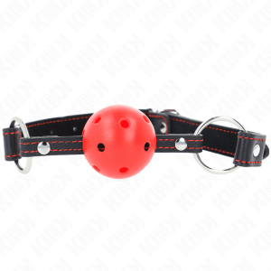 KINK – MORDAZA DE BOLA 4.5 CM ROJA DURA HUECA MODELO 2 65 x 2.5 CM