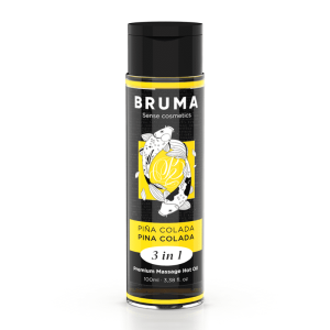 BRUMA – ACEITE DE MASAJE PREMIUM EFECTO CALOR SABOR PIÑA COLADA 3 EN 1 – 100 ML