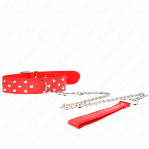 KINK – COLLAR CON CORREA 65 CM REMACHE ANILLA ROJO AJUSTABLE 36-50 CM X 3.8 CM