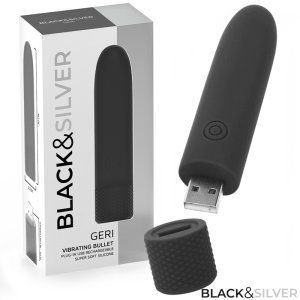 BLACK  SILVER – GERI BALA VIBRADORA RECARGABLE POR USB 8 VIBRACIONES NEGRO 10 X 2.2 CM