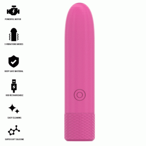 INTENSE – SYMONE BALA VIBRADORA RECARGABLE POR USB 8 VIBRACIONES ROSA 10 X 2.2 CM