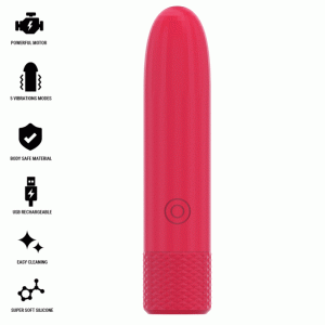 INTENSE – SYMONE BALA VIBRADORA RECARGABLE POR USB 8 VIBRACIONES ROJO 10 X 2.2 CM