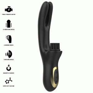 IBIZA – VIBRADOR HI-TECH RABITT BRUSHING MULTI CELDAS CLITORIALES Y DOBLE WAVE