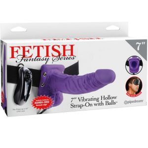 FETISH FANTASY SERIES – 7 ARNÉS VIBRADOR CON TESTICULOS HUECO MAN 17.8 CM LILA