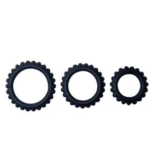 BAILE – TITAN SET 3 PCS COCK RING BLACK 2.8 + 2.4 + 1.9 CM