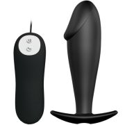 PRETTY LOVE – PLUG ANAL SILICONA FORMA PENE Y 12 MODOS VIBRACION NEGRO