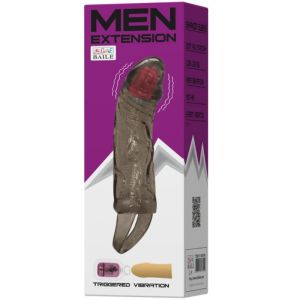 BAILE – FUNDA EXTENSORA PENE CON VIBRACION Y STRAP PARA TESTICULOS 13.5 CM