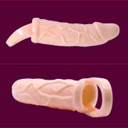 BAILE – FUNDA EXTENSORA PENE CON VIBRACION Y STRAP PARA TESTICULOS 13.5 CM