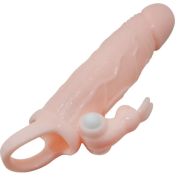 BAILE – BRAVE MAN FUNDA PENE CON RABBIT VIBRADOR 16.5 CM NATURAL