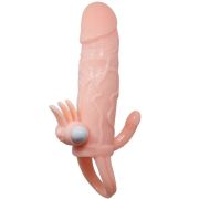 BAILE – BRAVE MAN FUNDA PENE ANAL Y CLITORIS VIBRADOR 16.5 CM NATURAL