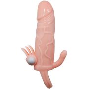 BAILE – BRAVE MAN FUNDA PENE ANAL Y CLITORIS VIBRADOR 16.5 CM NATURAL