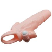 BAILE – BRAVE MAN FUNDA PENE ANAL Y CLITORIS VIBRADOR 16.5 CM NATURAL