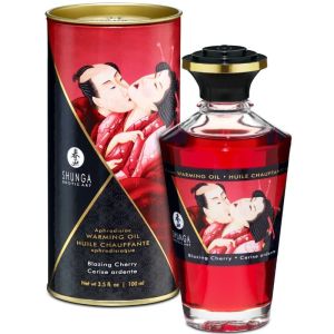 SHUNGA – ACEITE MASAJE EFECTO CALOR SABOR INTENSO CEREZA 100 ML