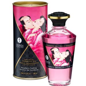 SHUNGA – ACEITE MASAJE EFECTO CALOR SABOR INTENSO FRAMBUESA 100 ML