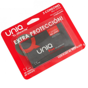 UNIQ – FREE PRESERVATIVOS CON ARO PROTECTOR SIN LATEX 3 UNIDADES