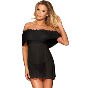 SUBBLIME – SET VESTIDO CORTO + TANGA NEGRO S/M