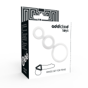 ADDICTED TOYS – SET ANILLOS PENE Y TESTICULOS CLEAR