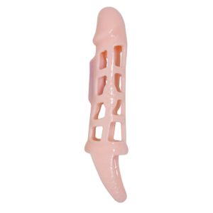 BAILE – FUNDA EXTENSORA PENE CON VIBRACION Y STRAP NATURAL 13.5 CM