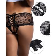 QUEEN LINGERIE – PANTIES DE ENCAJE FLORAL ABERTURA TRASERA S/M