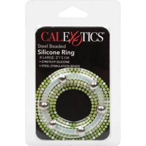 CALEXOTICS – ANILLO DE SILICONA CON CUENTAS DE ACERO TALLA XL