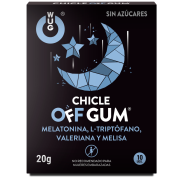 WUG GUM – OFF CHICLE VALERIANA, TRIPTÓFANO, MELISA Y MELATONINA 10 UNIDADES