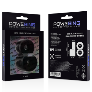 POWERING – SUPER FLEXIBLE Y RESISTENTE ANILLO PENE DOBLE PR09 NEGRO