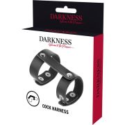 DARKNESS – ANILLO PENE Y TESTICULOS AJUSTABLE LEATHER