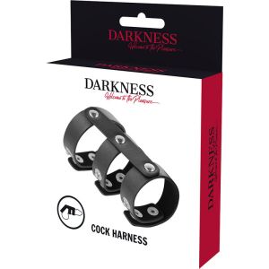 DARKNESS – ANILLO DOBLE PENE Y TESTICULOS AJUSTABLE LEATHER