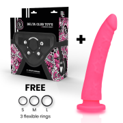 DELTA CLUB – TOYS DILDO + ARNES ROSA SILICONA MEDICA 20 CM -O- 4 CM