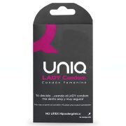 UNIQ –  LADY CONDOM PRESERVATIVOS FEMENINOS CON LIGUERO SIN LATEX 3 UNIDADES