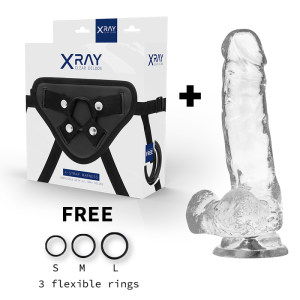 X RAY – ARNÉS + DILDO REALISTA TRANSPARENTE 18.5 CM -O- 3.8 CM