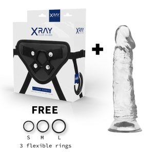 X RAY – ARNÉS + DILDO TRANSPARENTE 19 CM -O- 4 CM