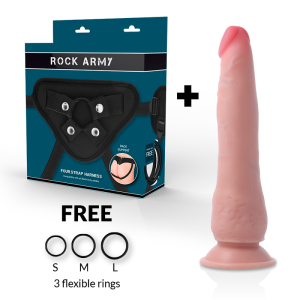 ROCKARMY – ARNÉS + DUAL DENSITY CRUSADER DILDO REALISTA 21.5 CM -O- 4.46 CM